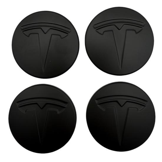 TESLA MAT SİYAH JANT KAPAĞI LOGO KAPAK SETİ